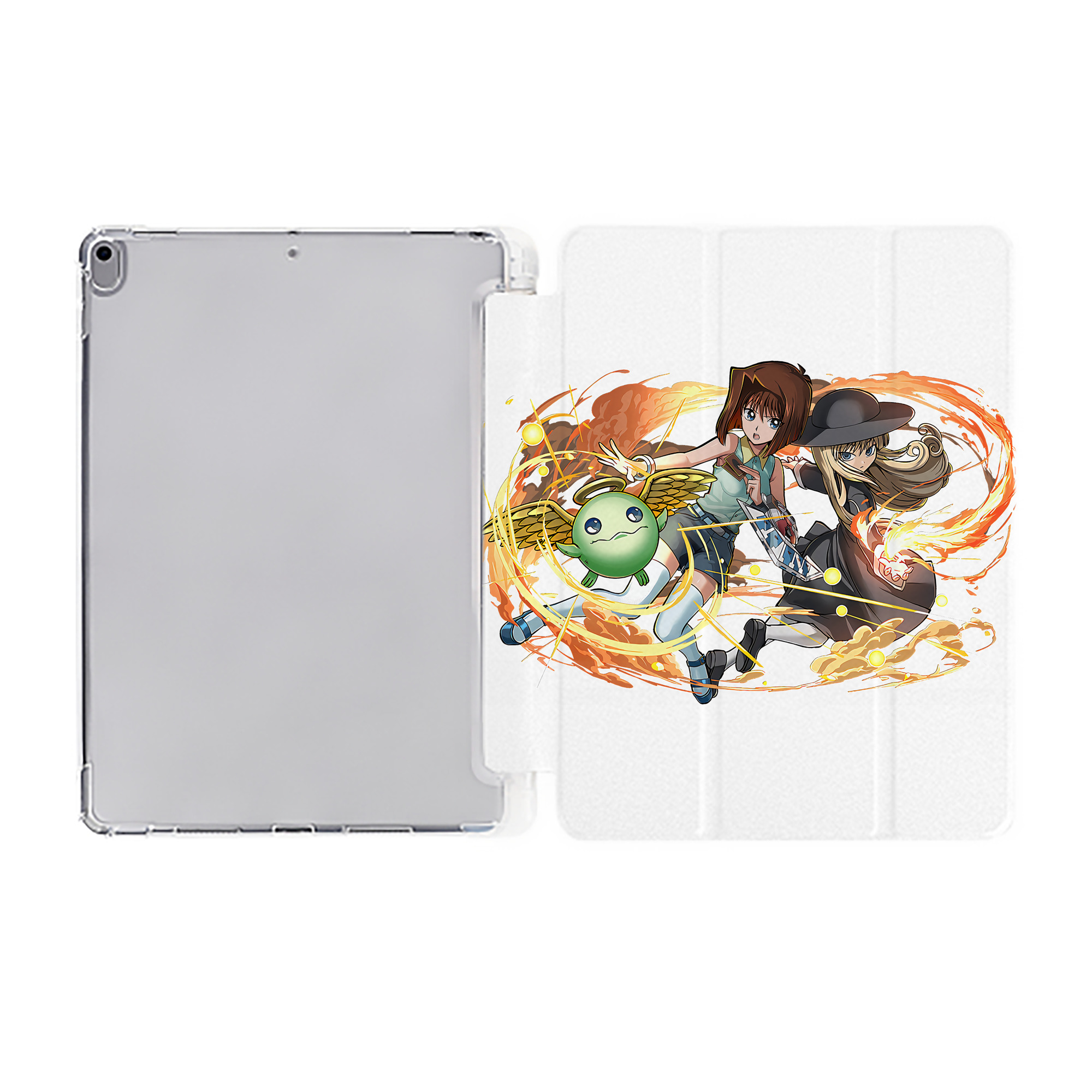 （画像用） 遊☆戯☆王 Yu-Gi-Oh! IPad ケース ペン収納付き 三つ折りスタンド PUレザー×シリコン 対応機種9.5/10.5/10.9インチ